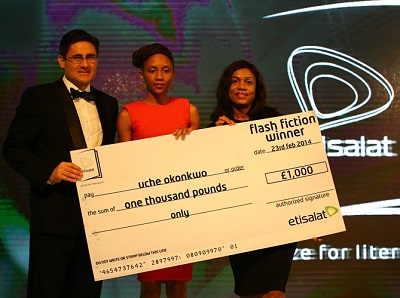 (L-r): Matthew Willsher, acting chief executive officer, Etisalat Nigeria, Uche Okonkwo, winner, Etisalat Prize for Literature (Flash Fiction) and Felicia Okonkwo